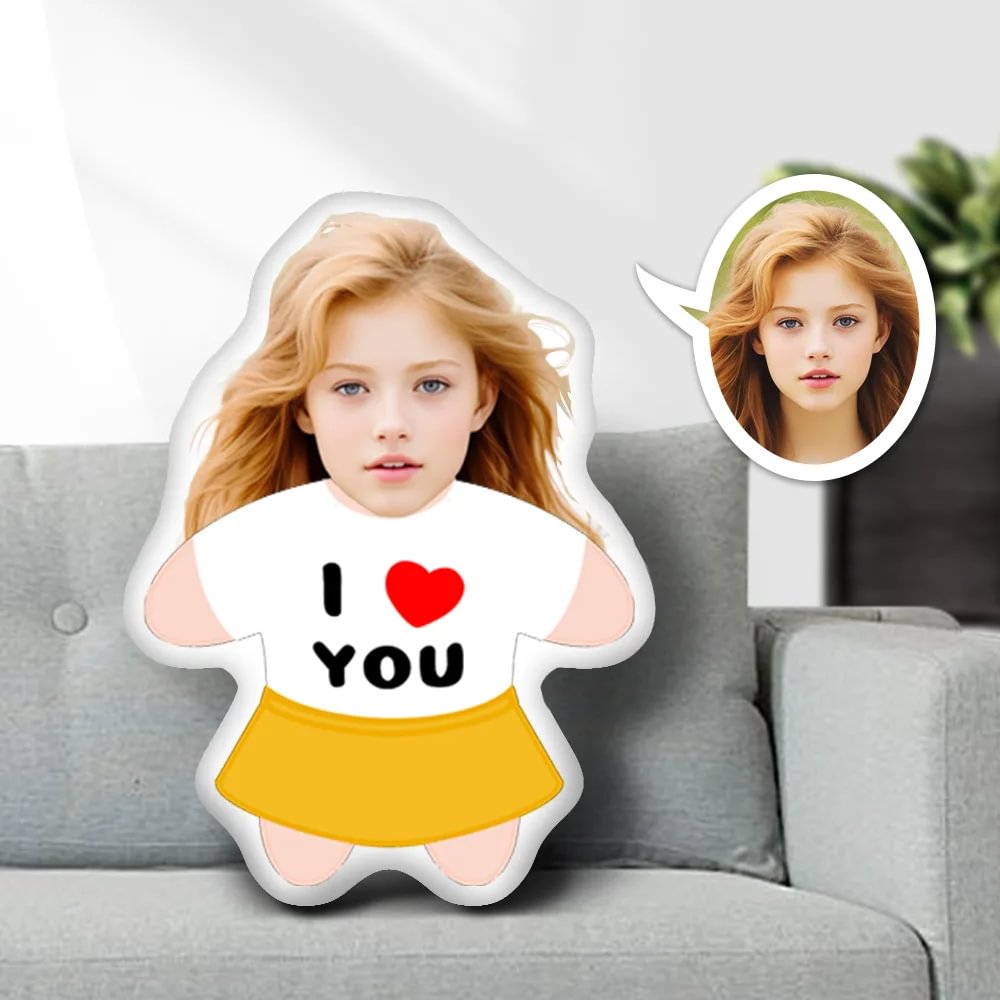 Cojín Personalizado Divertido - Mini-me Muñeca (Solo Cara con Silueta) - Tienda Mish!