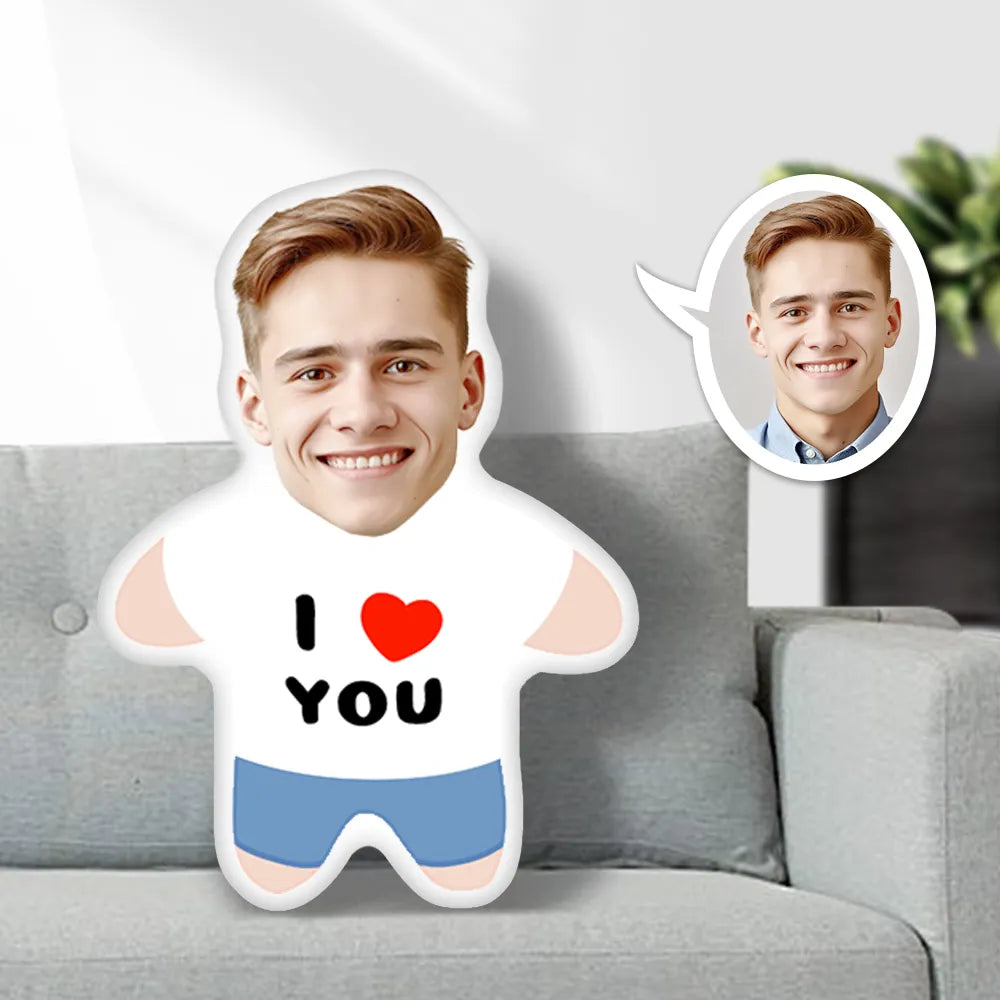 Cojín Personalizado Divertido - Mini-me Muñeco (Solo Cara con Silueta) - Tienda Mish!