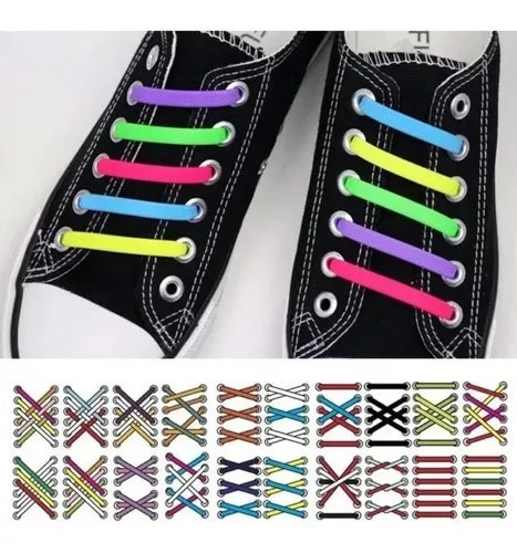 Kit 16 Cordones Silicona Sin Amarre