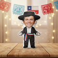 Cojín personalizado huaso chileno con rostro y silueta troquelada