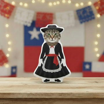 Cojín personalizado chinita gata con carita de mascota y silueta