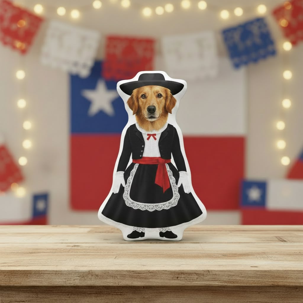 Cojín personalizado chinita perro con carita de mascota y silueta