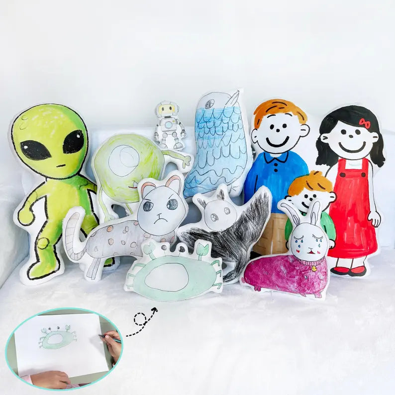 Cojín Personalizado Dibujo Infantil - Pequeño Artista (Con Silueta) - Tienda Mish!