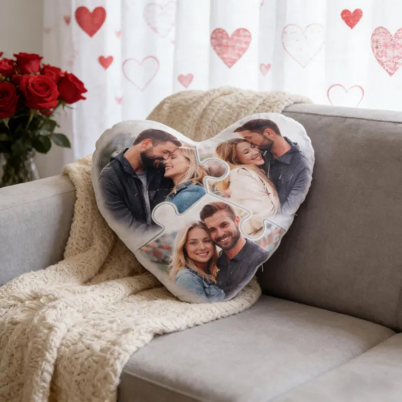 Cojín Personalizado Corazón - Encaje Perfecto (Diseño Puzzle) - Tienda Mish!