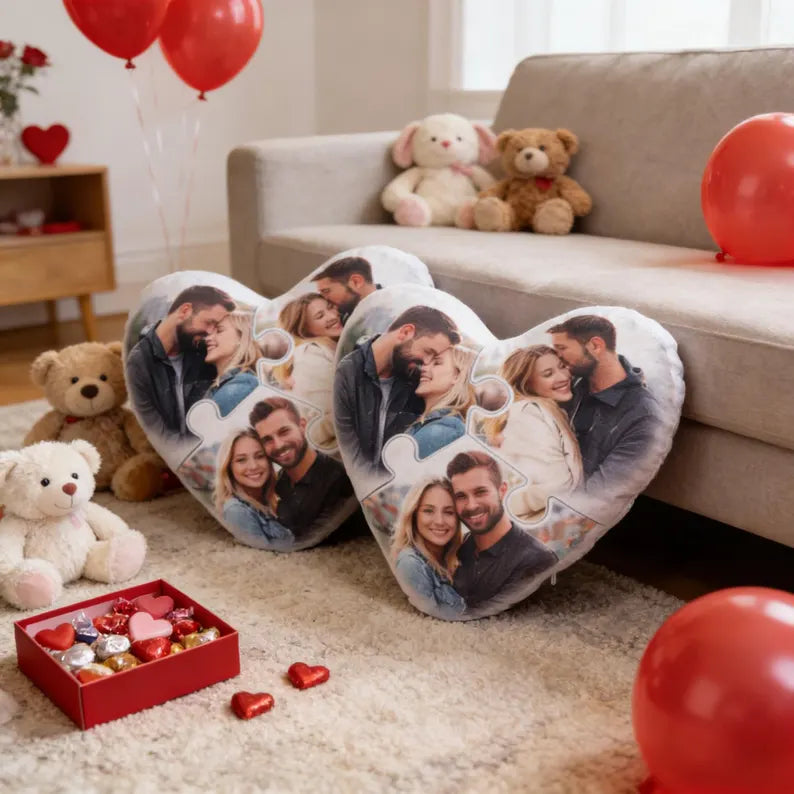 Cojín Personalizado Corazón - Encaje Perfecto (Diseño Puzzle) - Tienda Mish!
