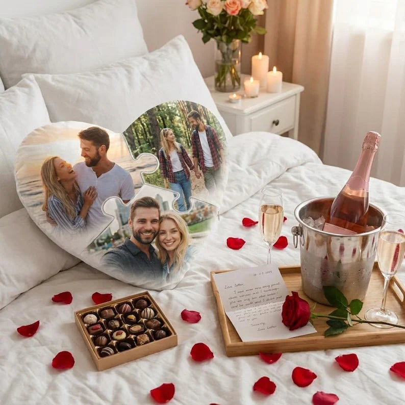 Cojín Personalizado Corazón - Encaje Perfecto (Diseño Puzzle) - Tienda Mish!