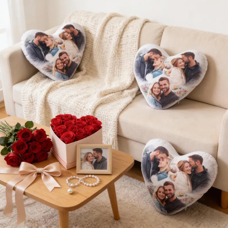 Cojín Personalizado Corazón - Encaje Perfecto (Diseño Puzzle) - Tienda Mish!