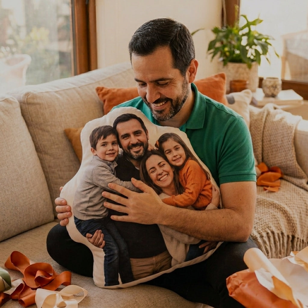 Cojín Personalizado Familia - Abrazo Eterno (Con Silueta) - Tienda Mish!