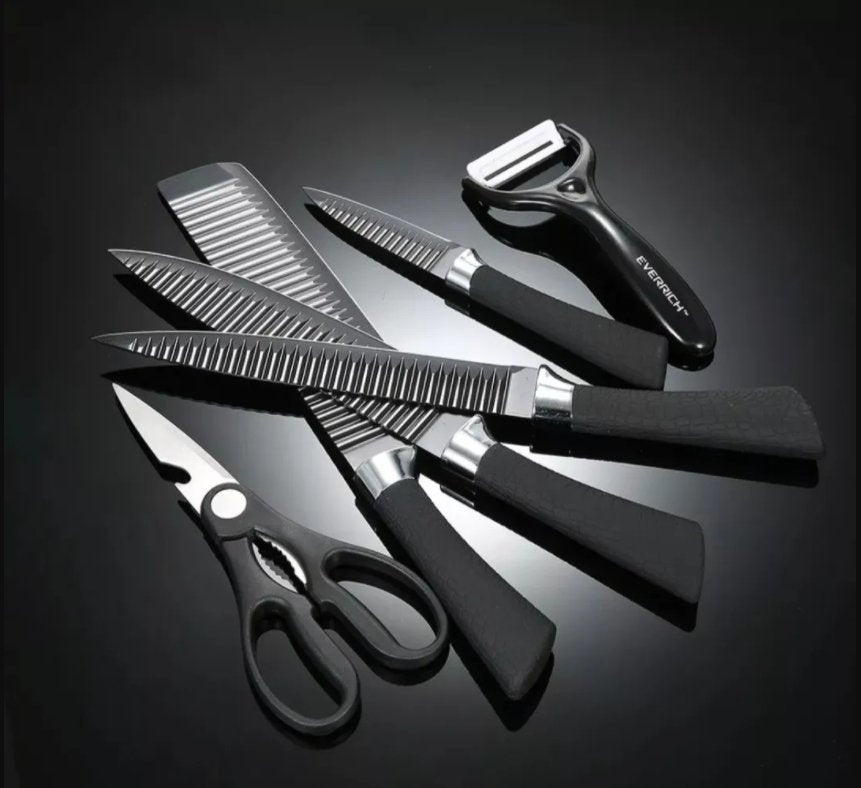 Set de cuchillos corrugados negros - Tienda Mish!