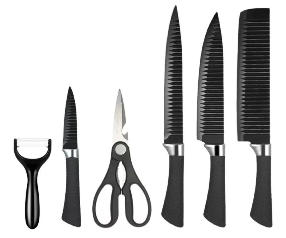 Set de cuchillos corrugados negros - Tienda Mish!