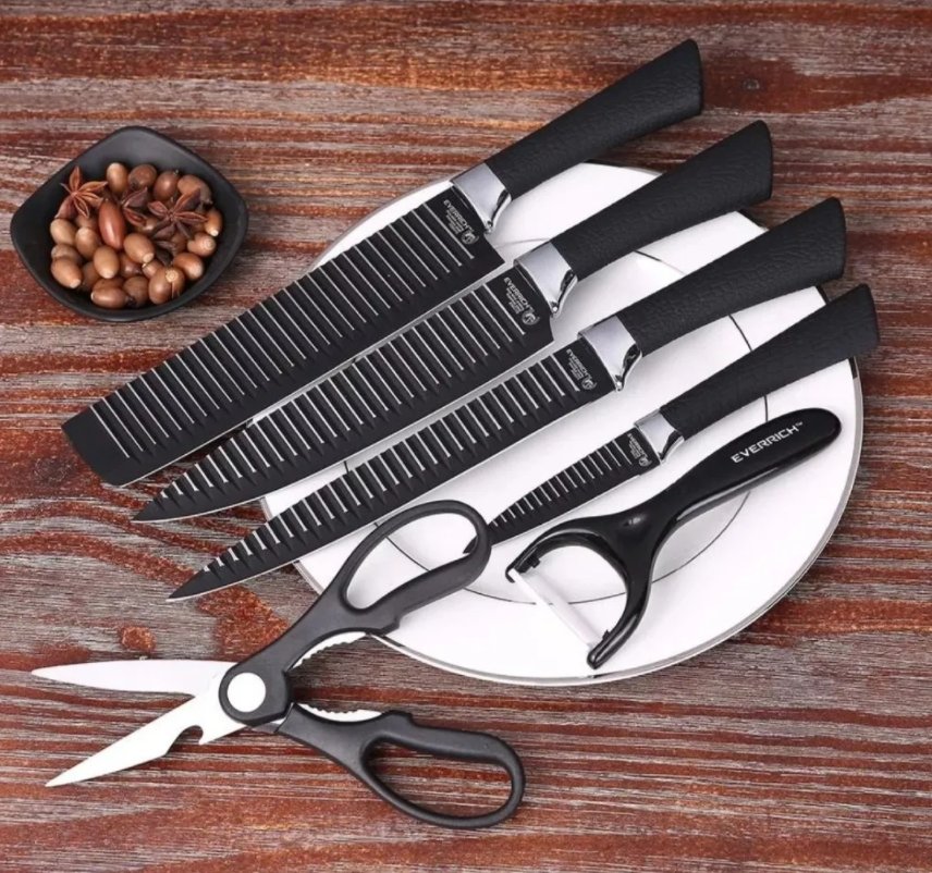 Set de cuchillos corrugados negros - Tienda Mish!