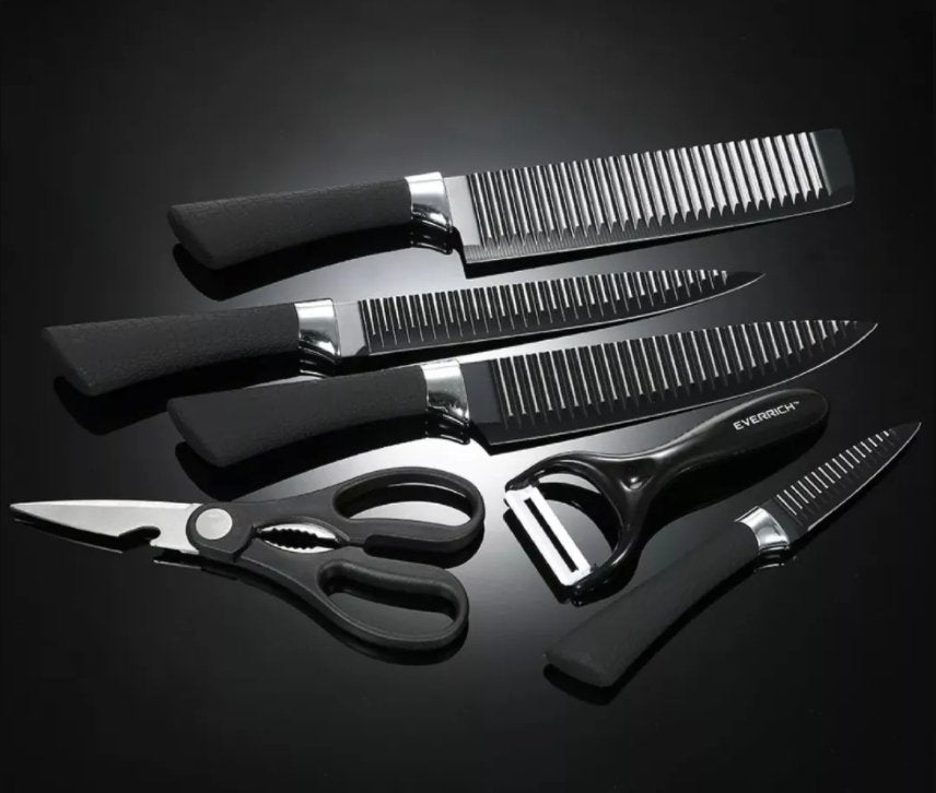 Set de cuchillos corrugados negros - Tienda Mish!
