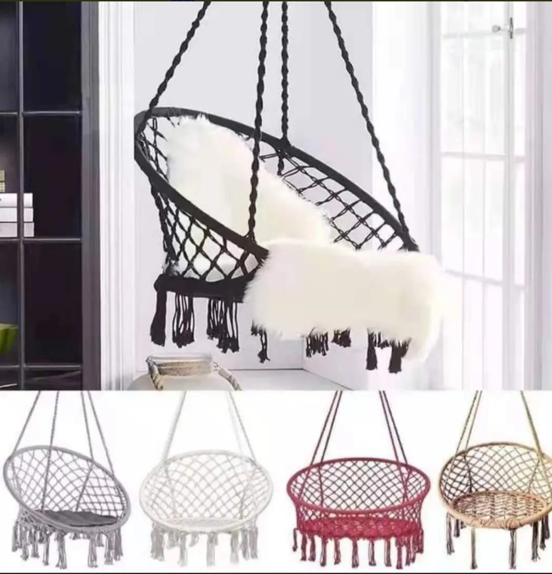 Silla colgante para terraza tipo macramé